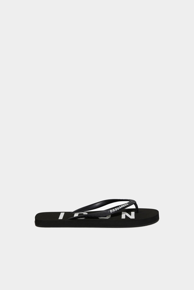 dsquared2_iconic_be_icon_flip_flops_black.jpg Dsquared2 Iconic Be Icon Flip Flops BLACK - Image 1