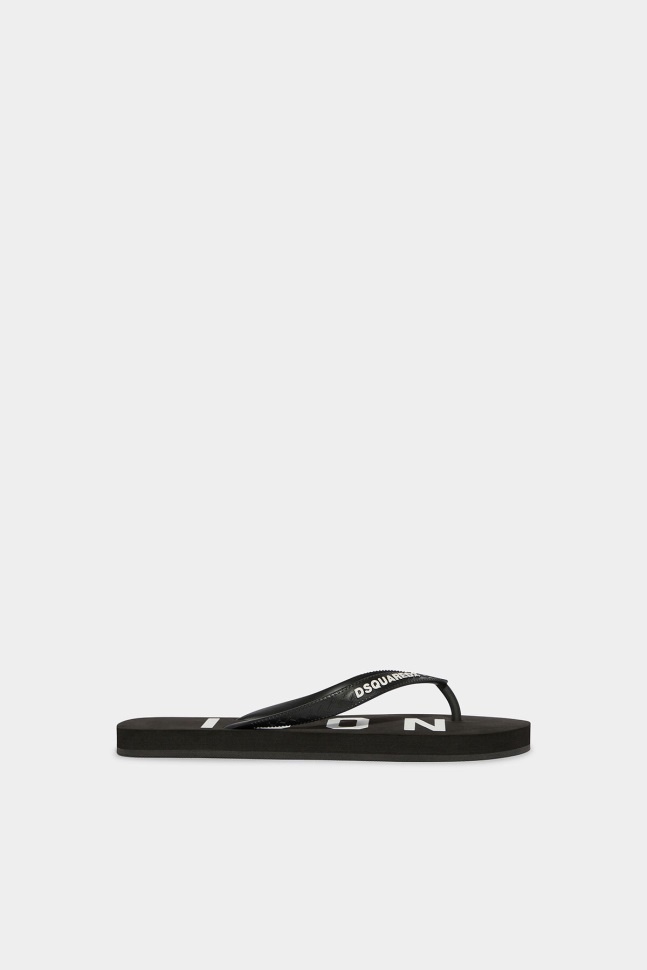 dsquared2_iconic_be_icon_flip_flops_black_d2.jpg Dsquared2 Iconic Be Icon Flip Flops BLACK D2 - Image 1