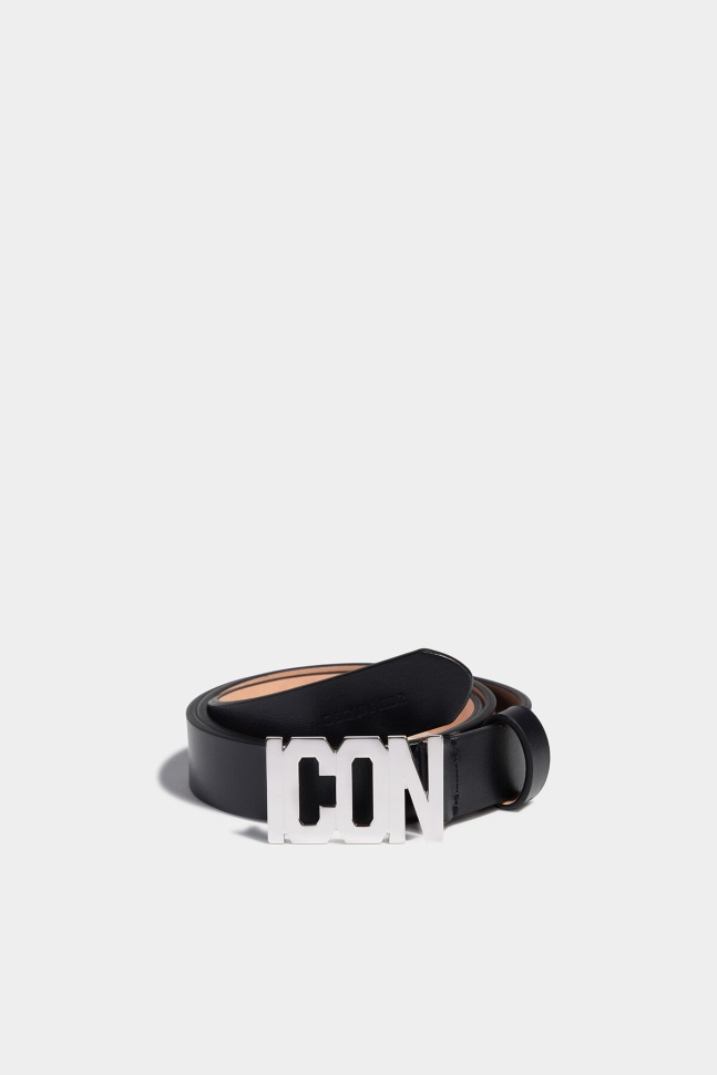 dsquared2_iconic_be_icon_plaque_belt_black.jpg Dsquared2 Iconic Be Icon Plaque Belt BLACK - Image 1