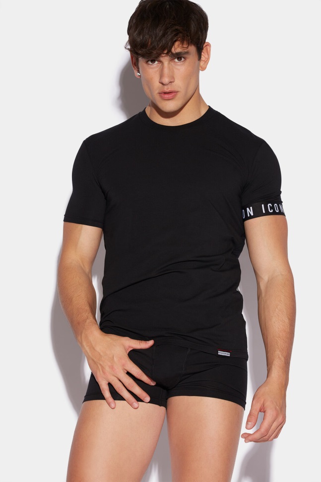 dsquared2_iconic_be_icon_round_neck_t_shirt.jpg Dsquared2 Iconic Be Icon Round Neck T-Shirt - Image 1