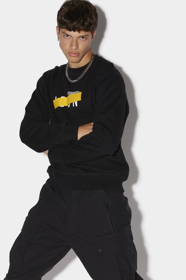 dsquared2_iconic_be_icon_sweatshirt_black.jpg Dsquared2 Iconic Be Icon Sweatshirt BLACK - Image 1