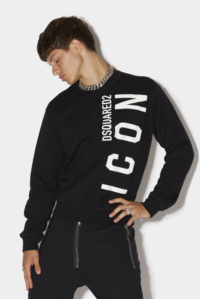 dsquared2_iconic_be_icon_sweatshirt_black_d2.jpg Dsquared2 Iconic Be Icon Sweatshirt BLACK D2 - Image 1