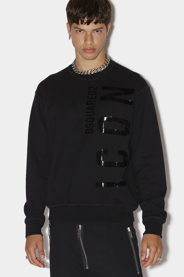 dsquared2_iconic_be_icon_sweatshirt_black_d2_black.jpg Dsquared2 Iconic Be Icon Sweatshirt BLACK D2 BLACK - Image 1
