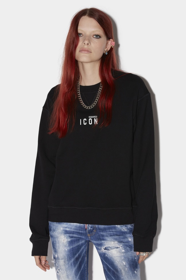 dsquared2_iconic_be_icon_sweatshirt_dark_fuxia_black.jpg Dsquared2 Iconic Be Icon Sweatshirt DARK FUXIA/BLACK - Image 1