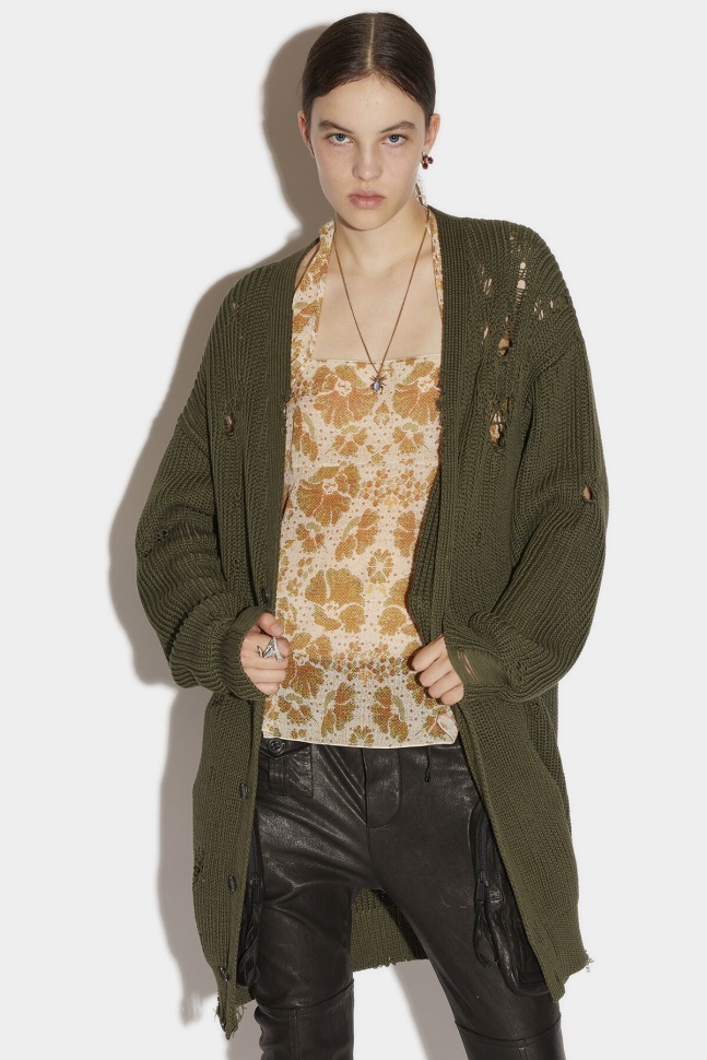 dsquared2_iconic_beige_distressed_cardigan.jpg Dsquared2 Iconic BEIGE Distressed Cardigan - Image 1
