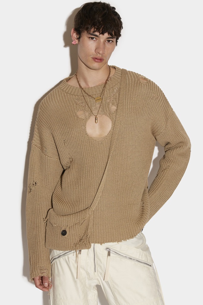 dsquared2_iconic_beige_pocket_sweater.jpg Dsquared2 Iconic BEIGE Pocket Sweater - Image 1