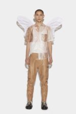 Dsquared2 Iconic BEIGE Scruffed Leather Combat Trousers D2 - Image 3