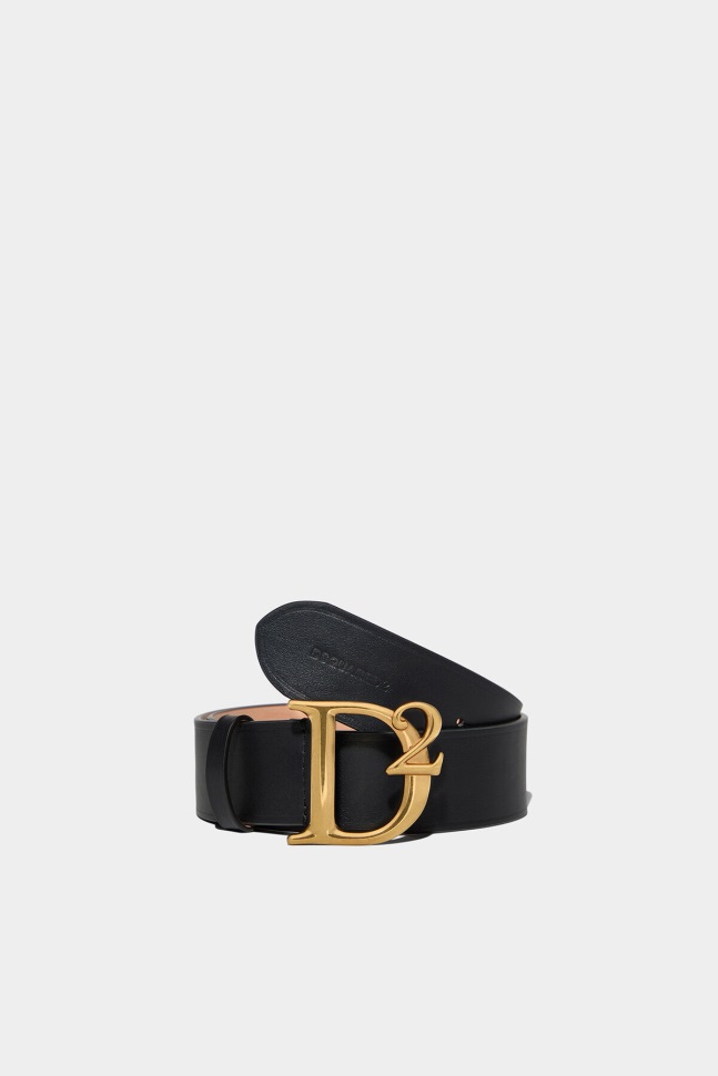 dsquared2_iconic_black_d2_statement_belt.jpg Dsquared2 Iconic BLACK D2 Statement Belt - Image 1