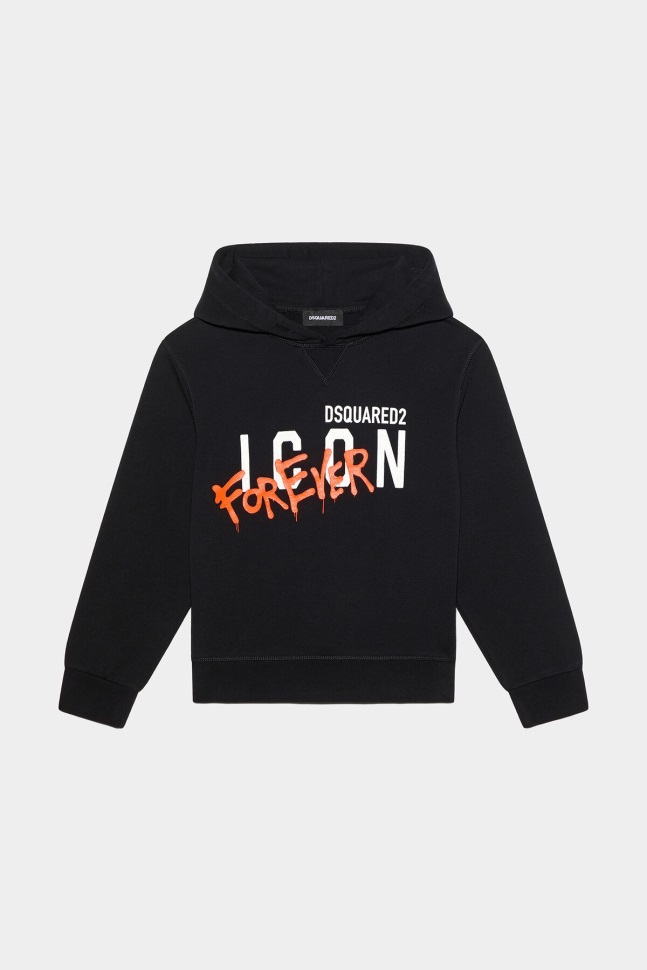 dsquared2_iconic_black_d2kids_hoodie.jpg Dsquared2 Iconic BLACK D2Kids Hoodie - Image 1