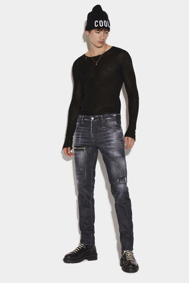 dsquared2_iconic_black_knee_patches_wash_cool_guy_jeans.jpg Dsquared2 Iconic Black Knee Patches Wash Cool Guy Jeans - Image 1