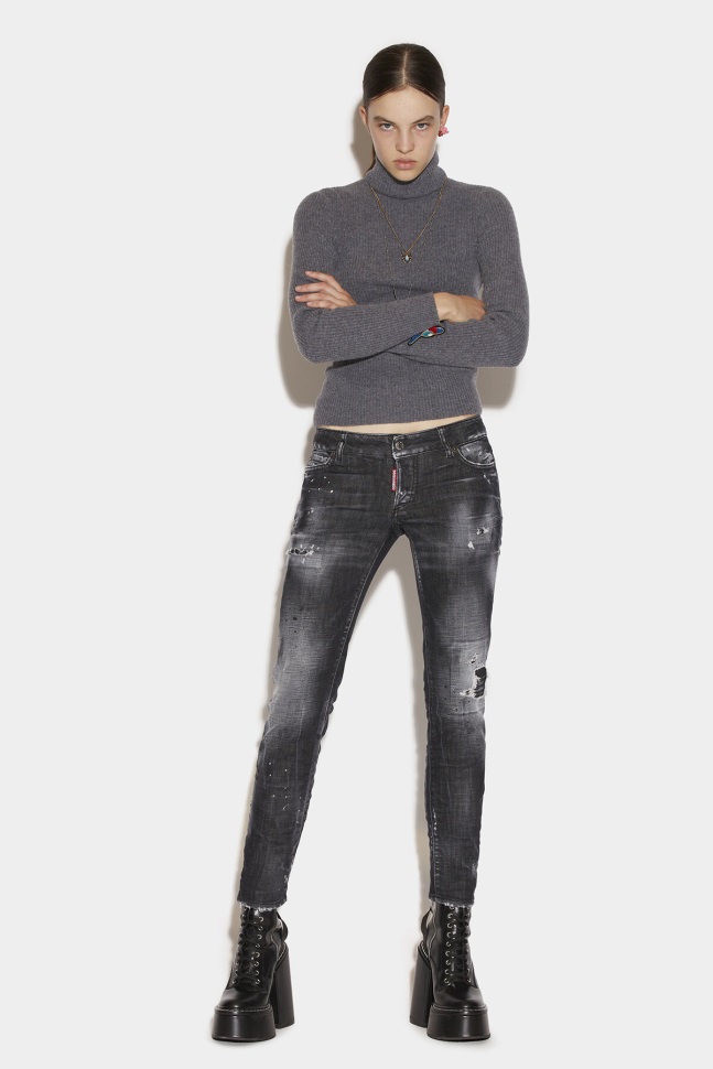 dsquared2_iconic_black_ripped_knee_wash_jennifer_jeans.jpg Dsquared2 Iconic Black Ripped Knee Wash Jennifer Jeans - Image 1