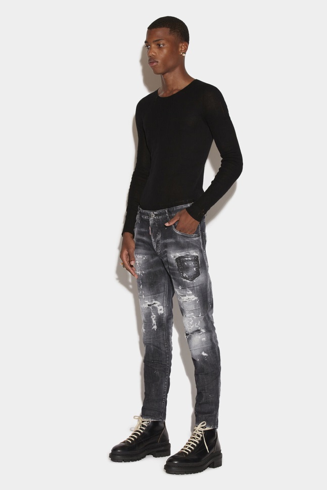 dsquared2_iconic_black_ripped_wash_skater_jeans.jpg Dsquared2 Iconic Black Ripped Wash Skater Jeans - Image 1