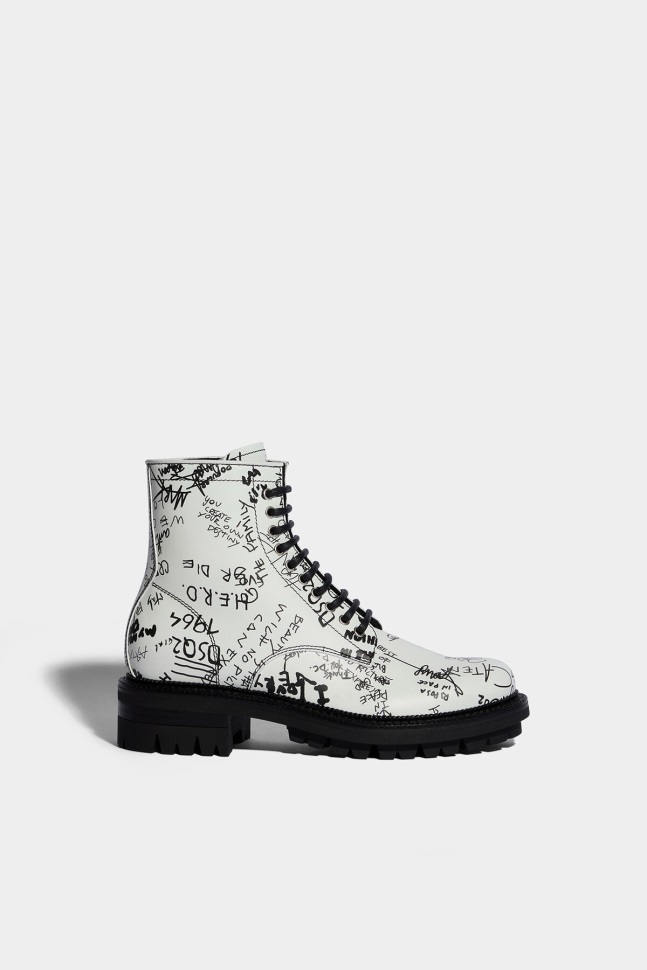 dsquared2_iconic_black_scribbles_combat_ankle_boots_d2.jpg Dsquared2 Iconic BLACK Scribbles Combat Ankle Boots-D2 - Image 1