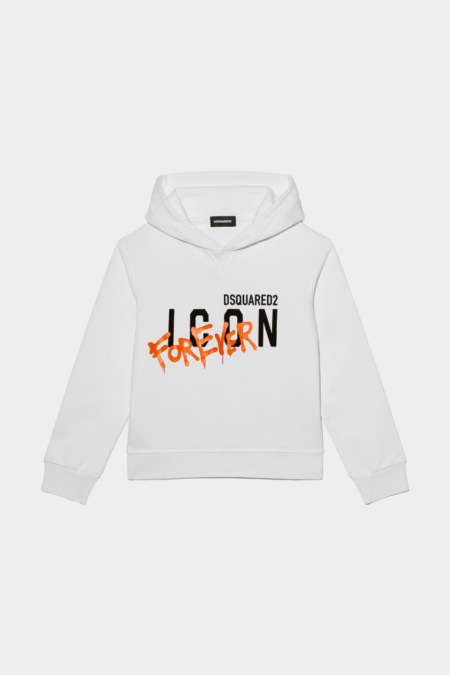 dsquared2_iconic_black_white_d2kids_hoodie.jpg Dsquared2 Iconic BLACK/WHITE D2Kids Hoodie - Image 1