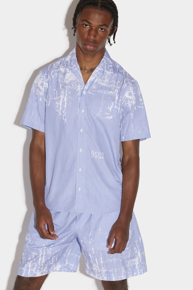 dsquared2_iconic_bowling_shirt_d2_blue.jpg Dsquared2 Iconic Bowling Shirt D2 BLUE - Image 1