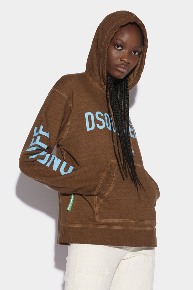 dsquared2_iconic_brown_one_life_organic_cotton_cool_fit_hooded_sweatshirt.jpg Dsquared2 Iconic BROWN One Life Organic Cotton Cool Fit Hooded Sweatshirt - Image 1