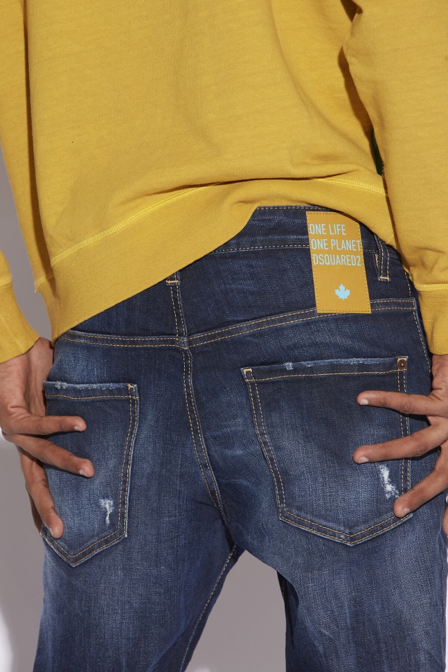 Dsquared2 Iconic Brown Tab Partially Organic Cotton Skater Jeans D2 BLUE - Image 3