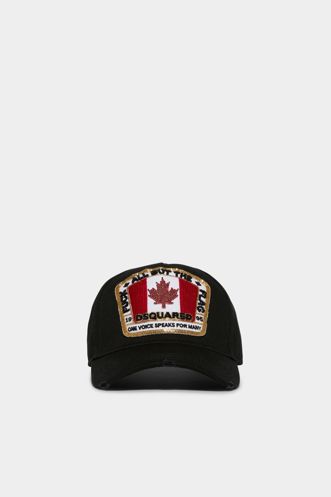 dsquared2_iconic_canadian_flag_baseball_cap_black_d2_black.jpg Dsquared2 Iconic Canadian Flag Baseball Cap BLACK D2 BLACK - Image 1