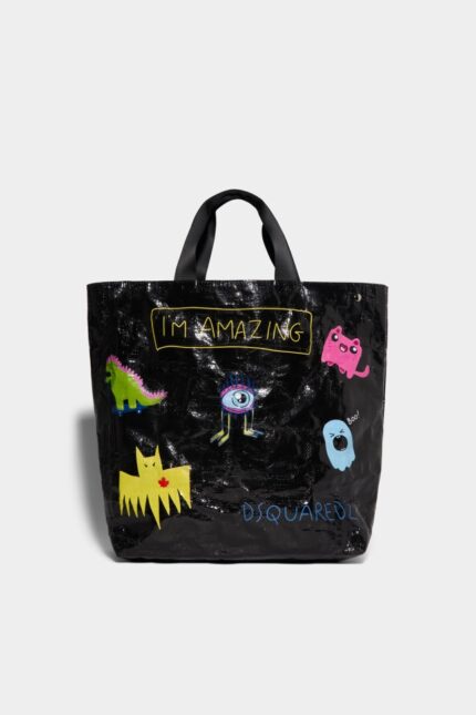 Dsquared2 Iconic Canadian Heritage Tag Bag BLACK D2
