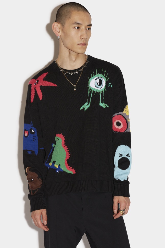 dsquared2_iconic_cartoon_sweater.jpg Dsquared2 Iconic Cartoon Sweater - Image 1