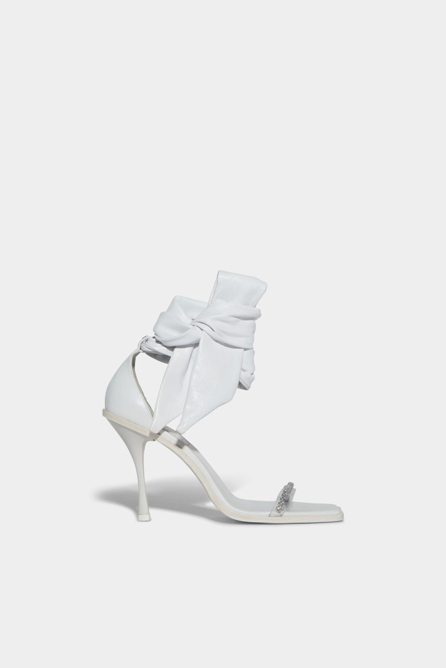 dsquared2_iconic_cassandra_heeled_sandals_white_black.jpg Dsquared2 Iconic Cassandra Heeled Sandals WHITE/BLACK - Image 1