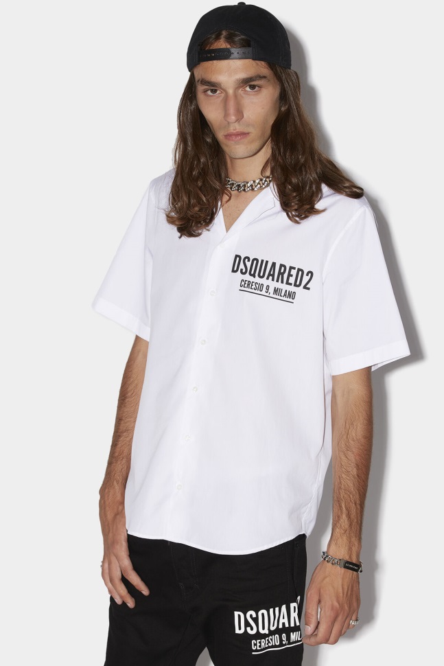 dsquared2_iconic_ceresio_9_bowling_shirt_white_black.jpg Dsquared2 Iconic Ceresio 9 Bowling Shirt WHITE/BLACK - Image 1