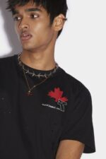 Dsquared2 Iconic Click Leaf Box T-Shirt WHITE/BLACK - Image 3