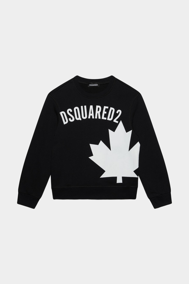 dsquared2_iconic_d2_kids_sweatshirt_black.jpg Dsquared2 Iconic D2 Kids Sweatshirt BLACK - Image 1