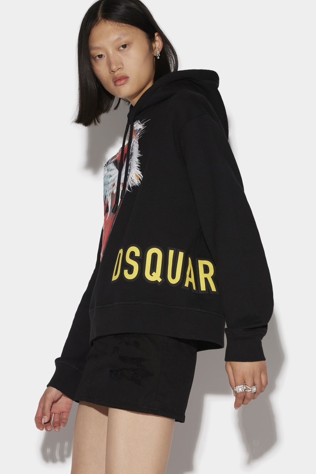 dsquared2_iconic_d2_tiger_cool_hoodie_black.jpg Dsquared2 Iconic D2-Tiger Cool Hoodie BLACK - Image 1