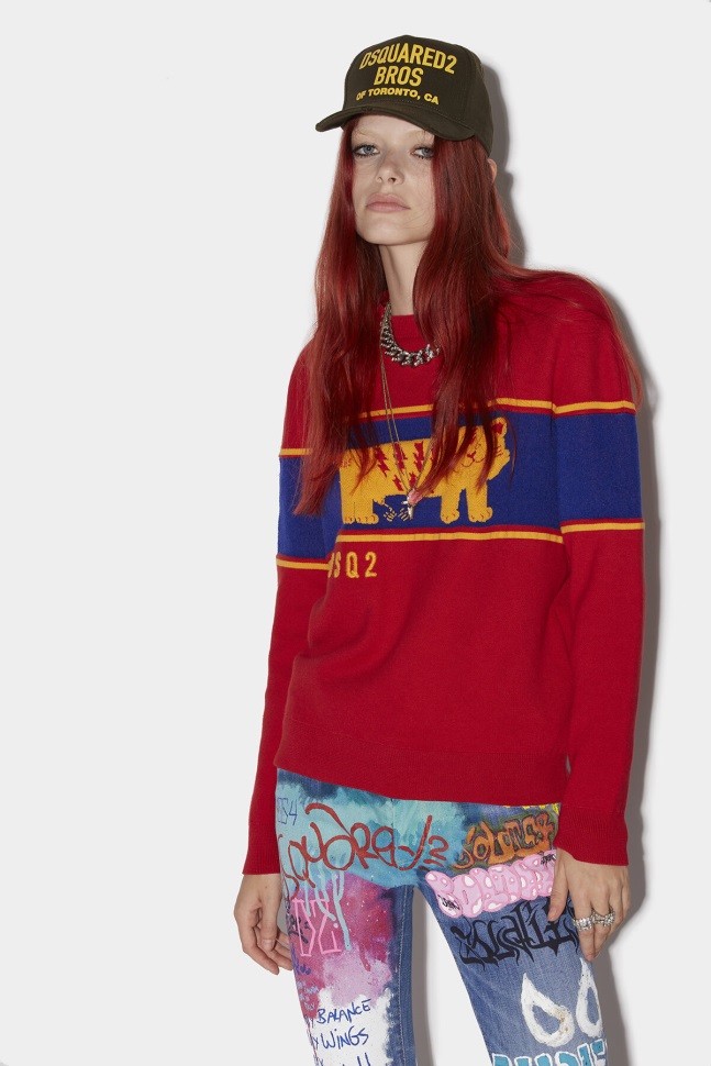 dsquared2_iconic_d2_tiger_round_neck_sweater.jpg Dsquared2 Iconic D2 Tiger Round Neck Sweater - Image 1
