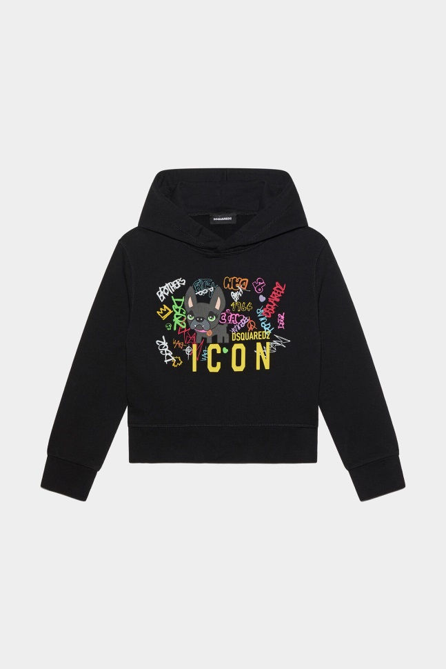 dsquared2_iconic_d2kids_hoodie_black.jpg Dsquared2 Iconic D2Kids Hoodie BLACK - Image 1