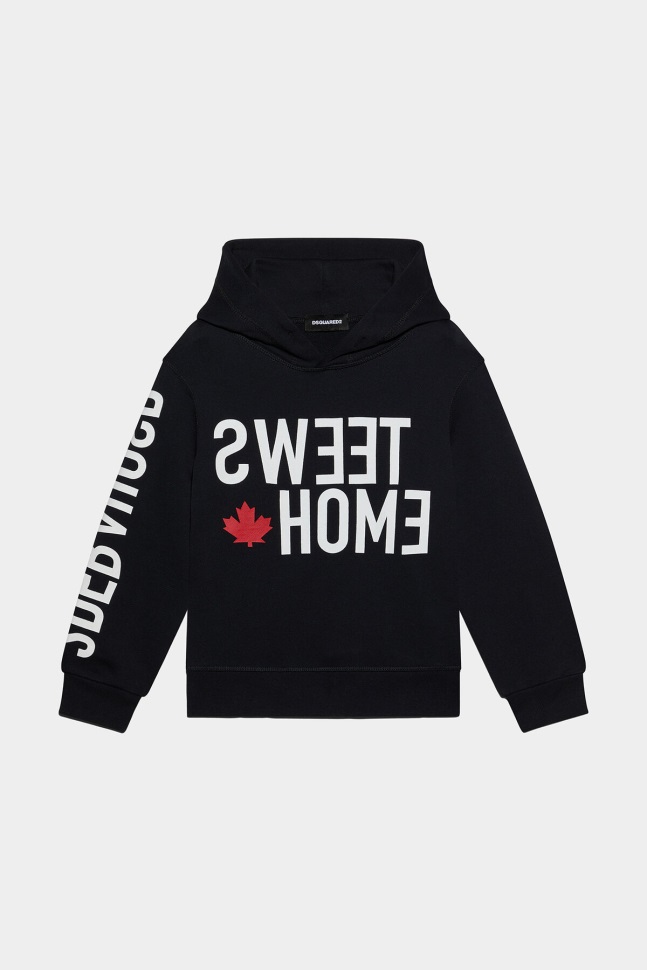 dsquared2_iconic_d2kids_hoodie_white_black.jpg Dsquared2 Iconic D2Kids Hoodie WHITE/BLACK - Image 1