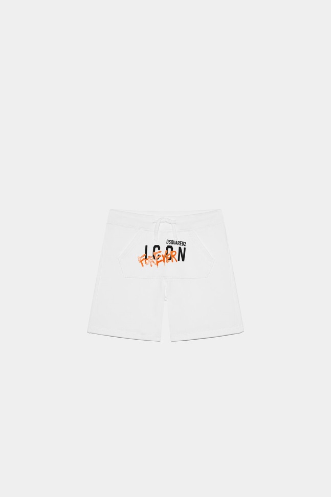 dsquared2_iconic_d2kids_icon_forever_sweatshorts_green_white.jpg Dsquared2 Iconic D2Kids Icon Forever Sweatshorts GREEN/WHITE - Image 1