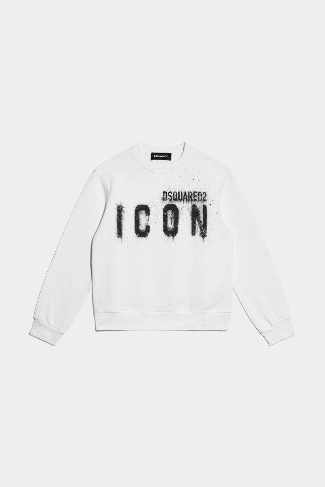 dsquared2_iconic_d2kids_icon_spray_sweatshirt_black.jpg Dsquared2 Iconic D2Kids Icon Spray Sweatshirt BLACK - Image 1