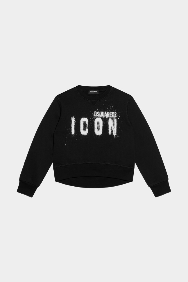 dsquared2_iconic_d2kids_icon_spray_sweatshirt_fuchsia_white.jpg Dsquared2 Iconic D2Kids Icon Spray Sweatshirt FUCHSIA/WHITE - Image 1