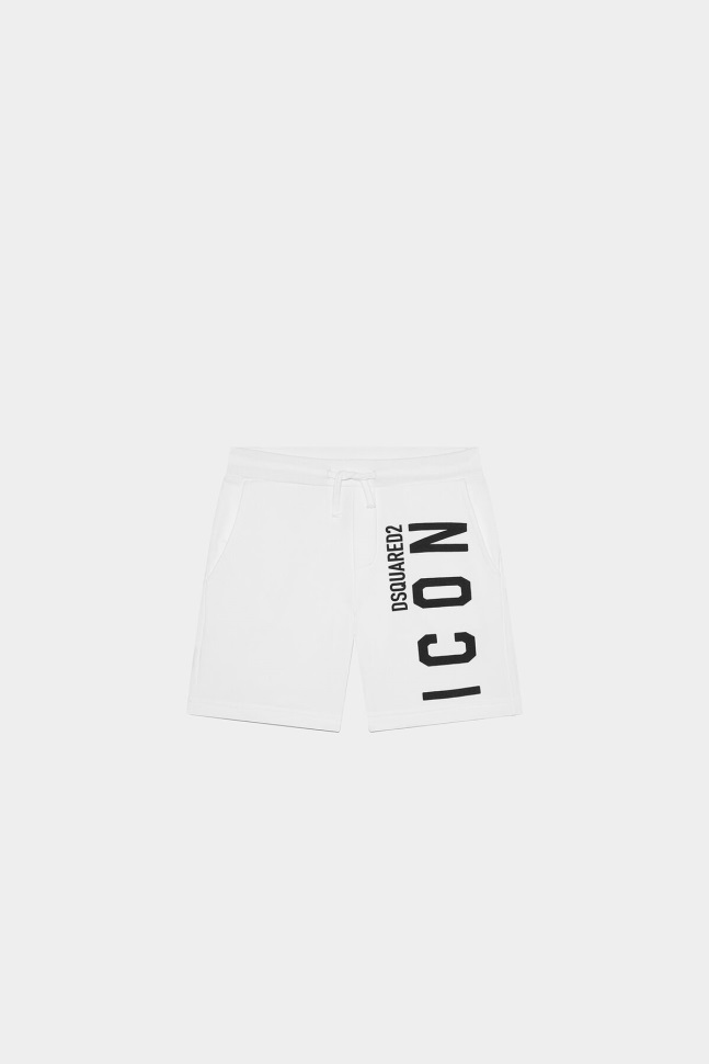 dsquared2_iconic_d2kids_icon_sweatshorts_white_orange.jpg Dsquared2 Iconic D2Kids Icon Sweatshorts WHITE/ORANGE - Image 1