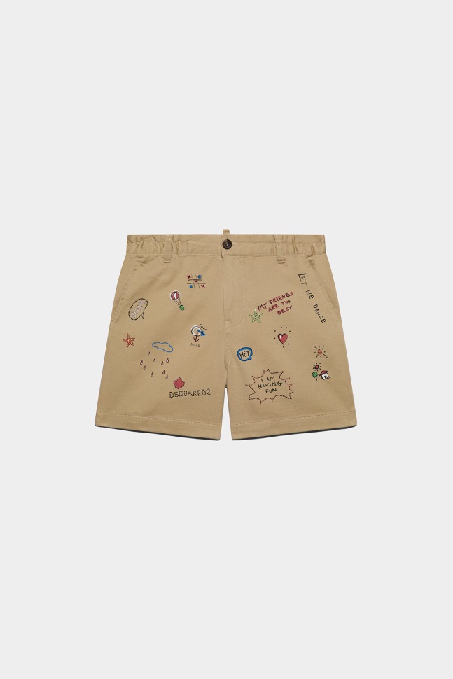 dsquared2_iconic_d2kids_shorts_cream_beige.jpg Dsquared2 Iconic D2Kids Shorts CREAM BEIGE - Image 1