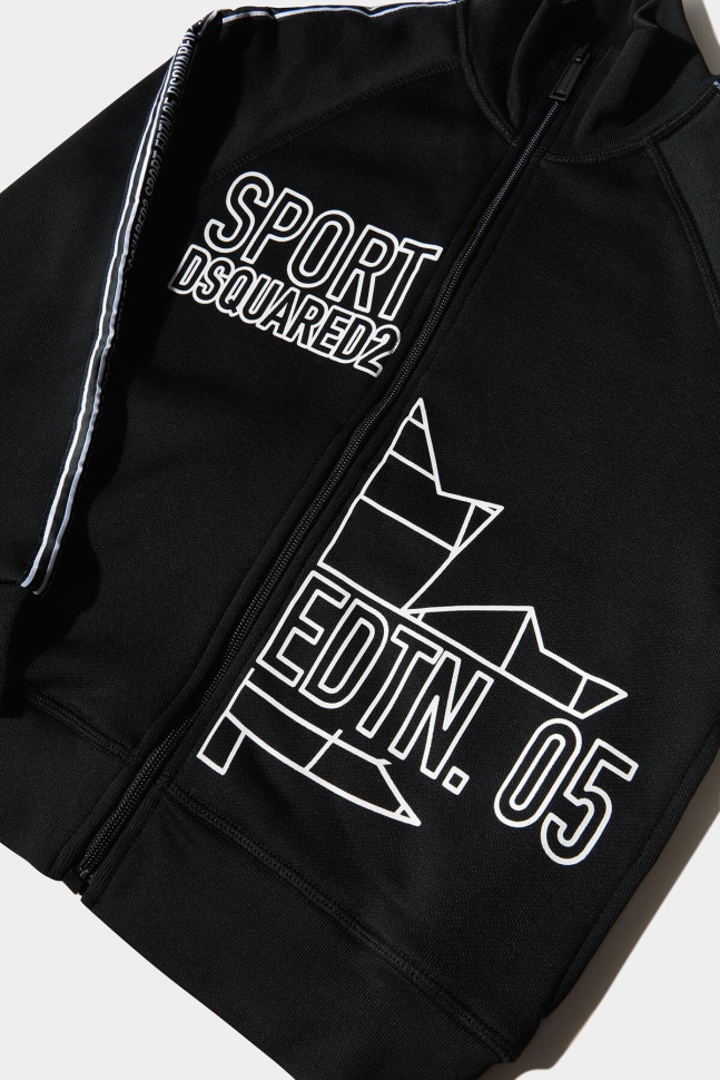 Dsquared2 Iconic D2Kids Sport Edtn.05 Zipped Sweater BLACK/ORANGE - Image 3