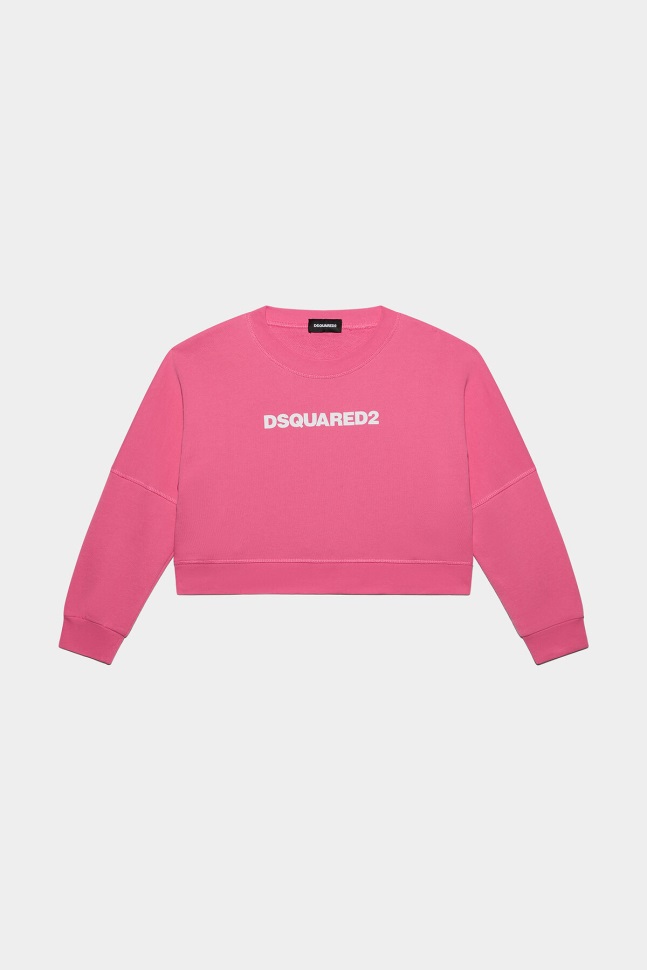 dsquared2_iconic_d2kids_sweatshirt_camellia_rose_white.jpg Dsquared2 Iconic D2Kids Sweatshirt CAMELLIA ROSE/WHITE - Image 1