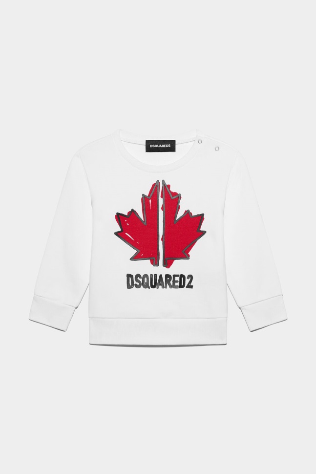 dsquared2_iconic_d2kids_sweatshirt_white_black.jpg Dsquared2 Iconic D2Kids Sweatshirt WHITE/BLACK - Image 1