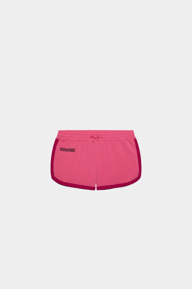 dsquared2_iconic_d2kids_sweatshorts_camellia_rose_white.jpg Dsquared2 Iconic D2Kids Sweatshorts CAMELLIA ROSE/WHITE - Image 1