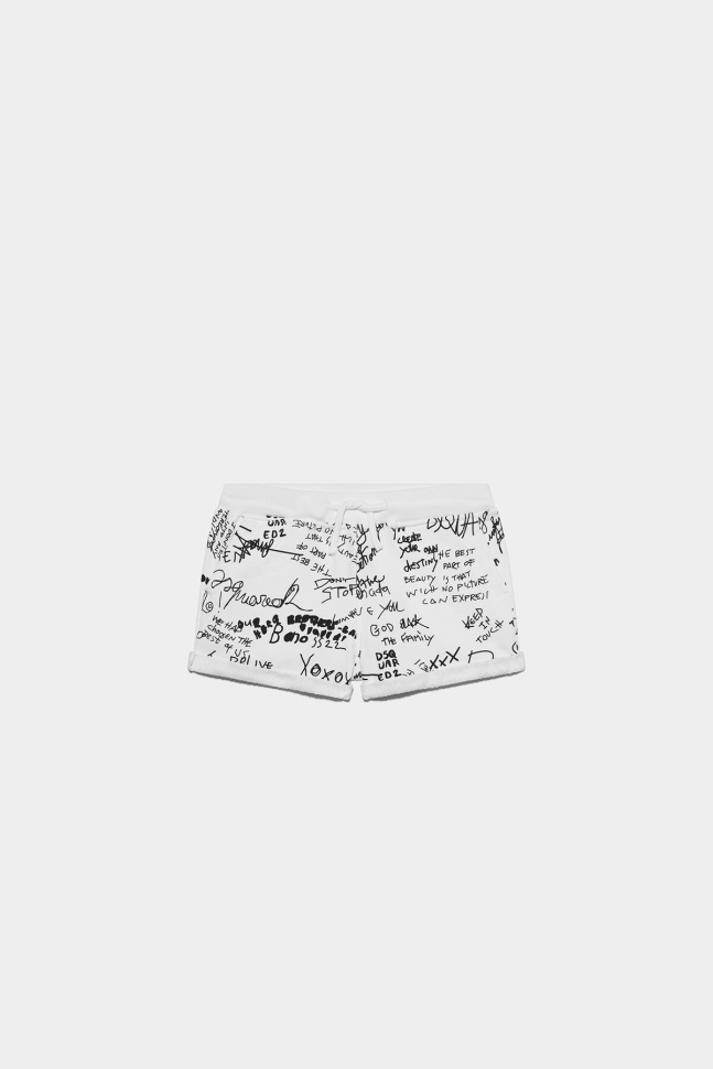 dsquared2_iconic_d2kids_sweatshorts_white.jpg Dsquared2 Iconic D2Kids Sweatshorts WHITE - Image 1