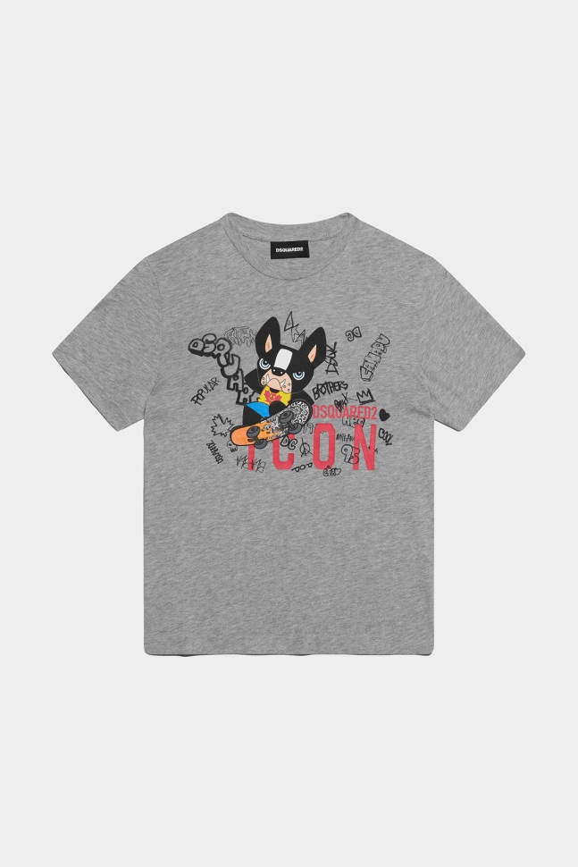 dsquared2_iconic_d2kids_t_shirt_grey_d2.jpg Dsquared2 Iconic D2Kids T-Shirt GREY D2 - Image 1