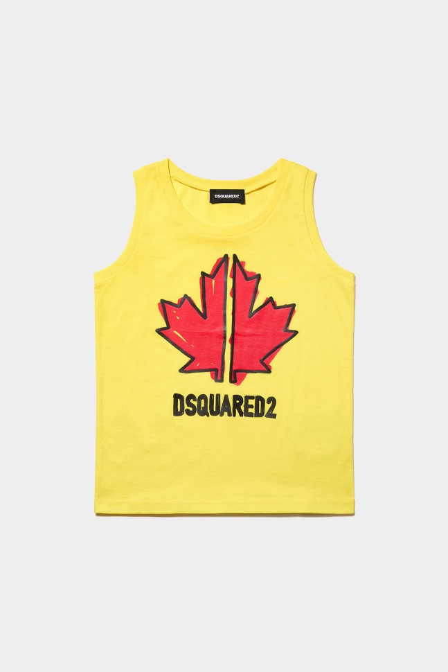 dsquared2_iconic_d2kids_t_shirt_lemon_yellow_white.jpg Dsquared2 Iconic D2Kids T-Shirt LEMON YELLOW/WHITE - Image 1