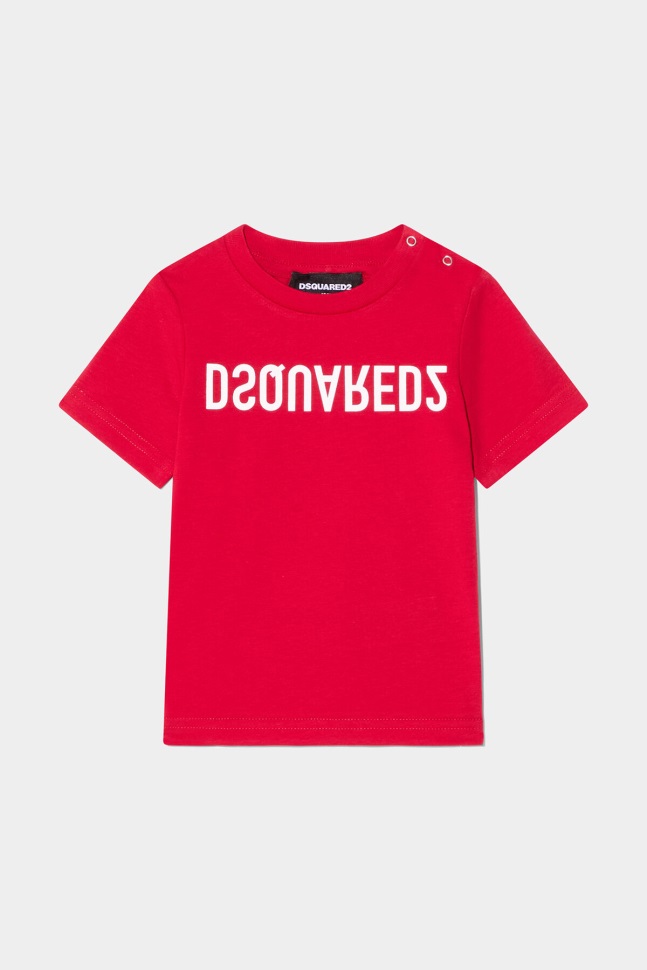 dsquared2_iconic_d2kids_t_shirt_white_tango_red.jpg Dsquared2 Iconic D2Kids T-Shirt WHITE/TANGO RED - Image 1