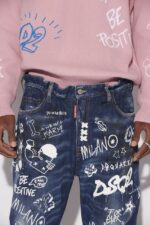 Dsquared2 Iconic Dark Graffiti Wash Big Brother Jeans - Image 4