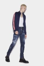 Dsquared2 Iconic Dark Ripped Red&Blue Spots Wash Coll Guy Jeans