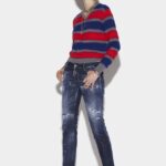 Dsquared2 Iconic Dark Ripped Red&Blue Spots Wash Jennifer Jeans
