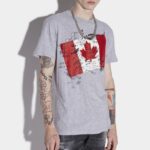 Dsquared2 Iconic Doodle Flag Cool T-Shirt D2 GREY