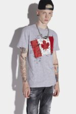 Dsquared2 Iconic Doodle Flag Cool T-Shirt D2 GREY